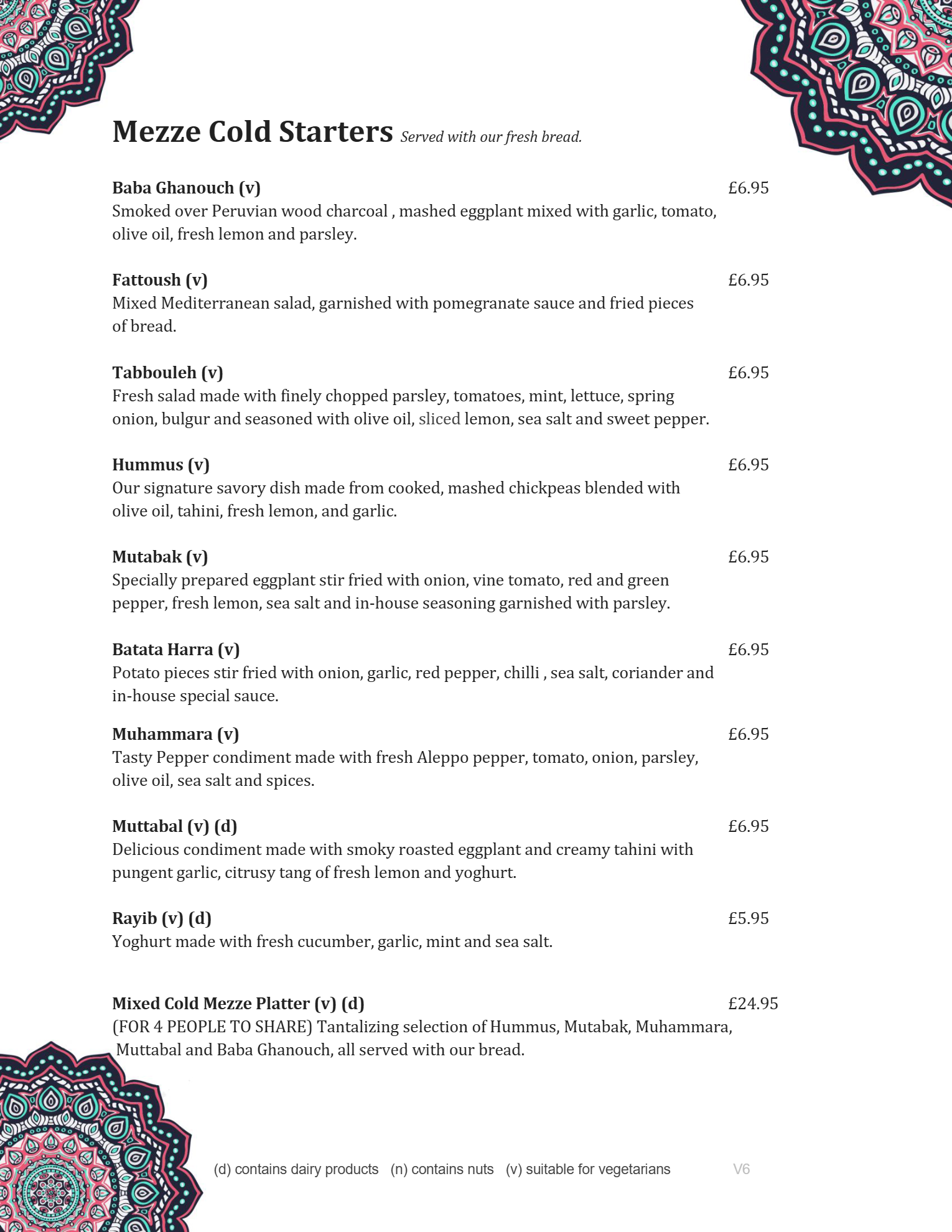 Menu page 1